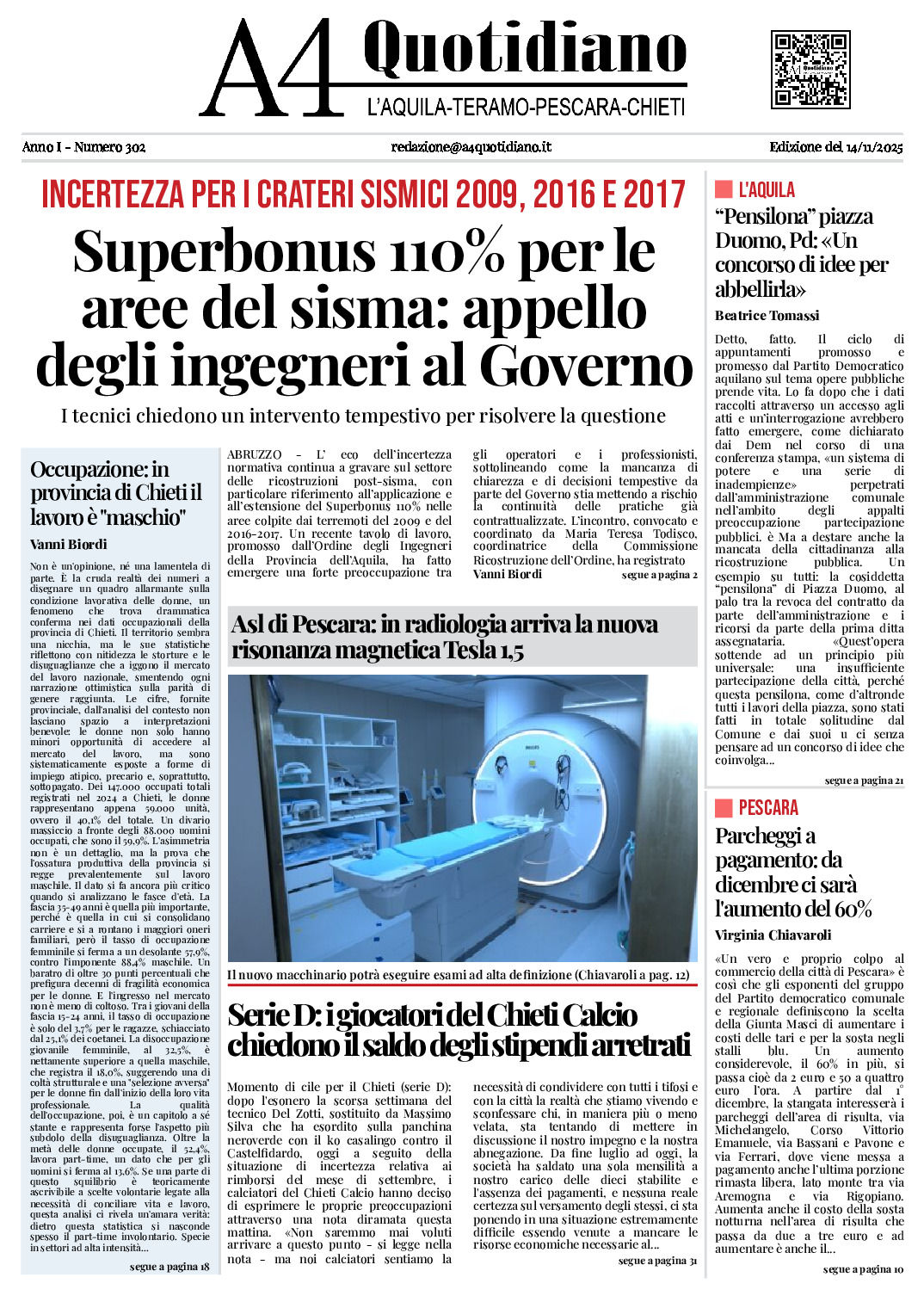 ANNO I - NUMERO 302 - Edizione del 14/11/2025