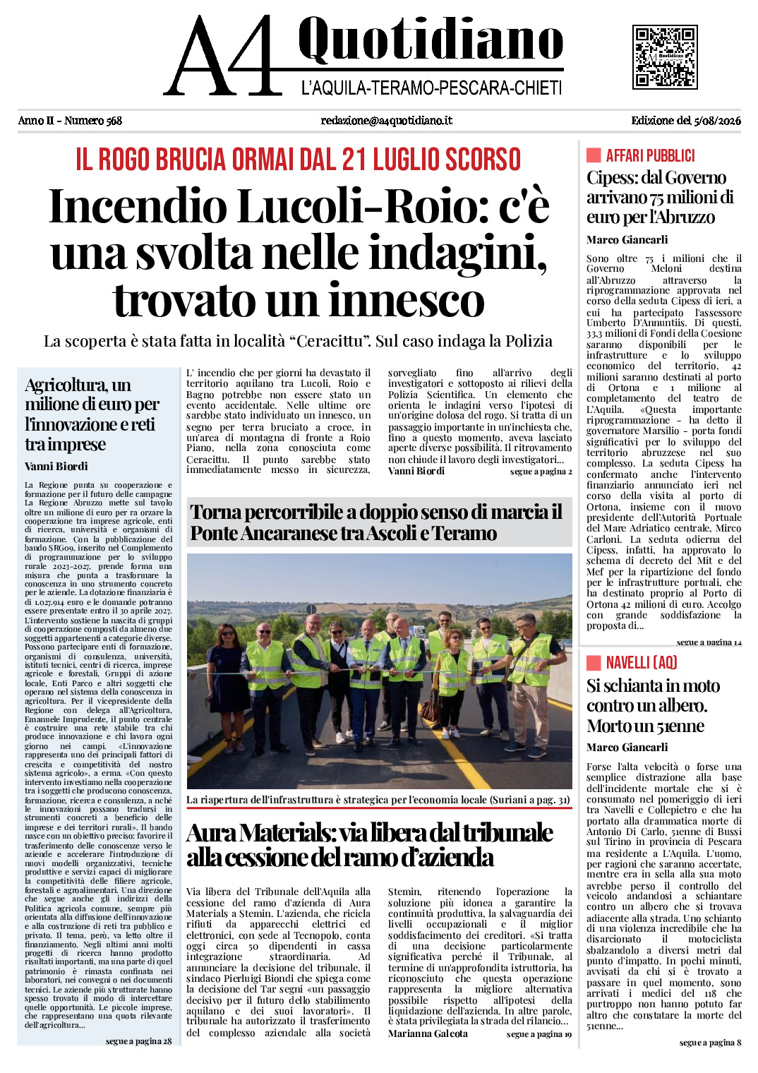 ANNO II - NUMERO 568 - Edizione del 5/08/2026