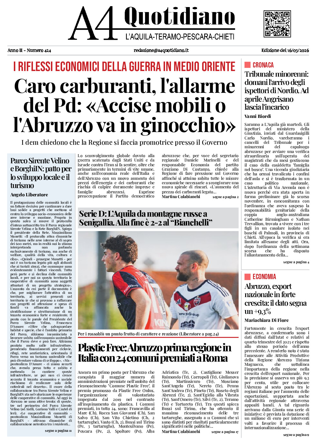 ANNO II - NUMERO 424 - Edizione del 16/03/2026
