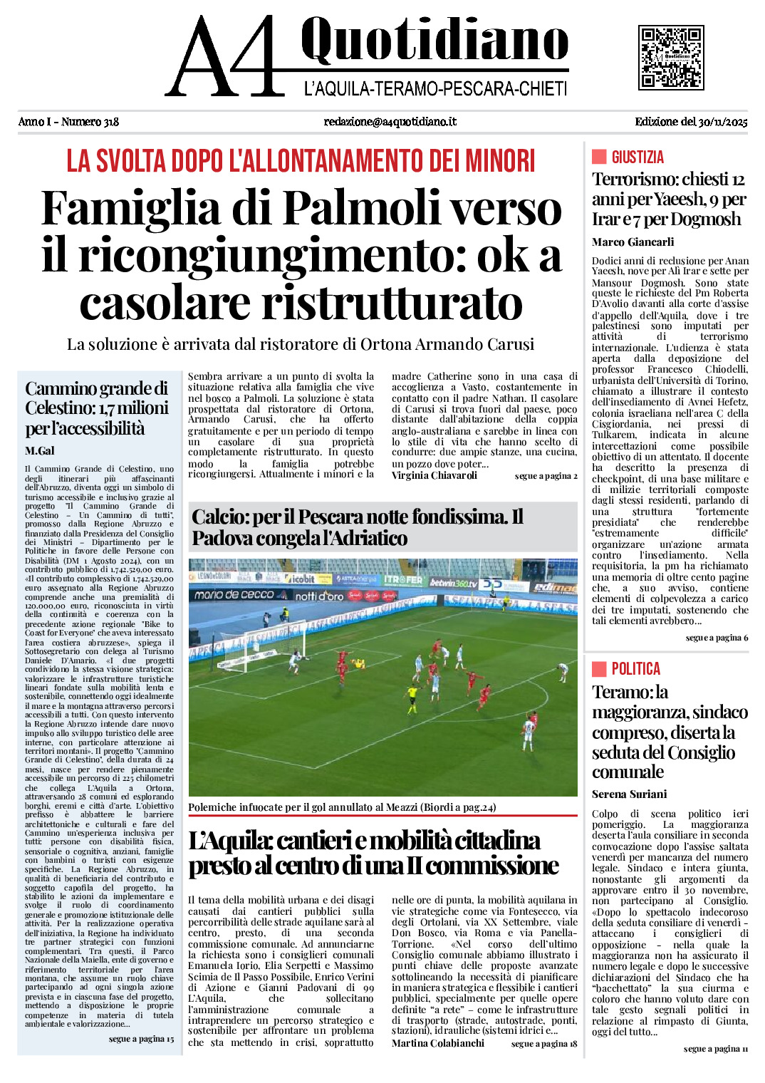 ANNO I - NUMERO 318 - Edizione del 30/11/2025