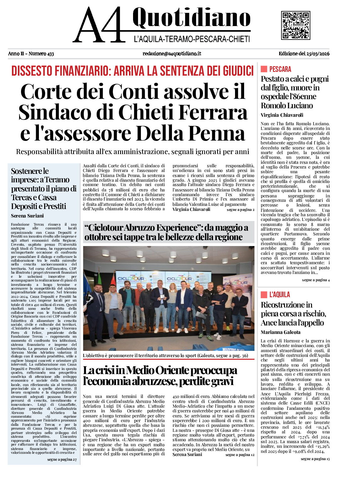 ANNO II - NUMERO 433 - Edizione del 25/03/2026