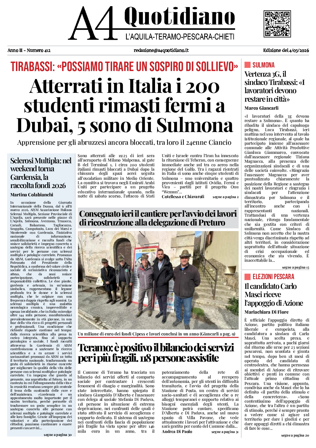 ANNO II - NUMERO 412 - Edizione del 4/03/2026