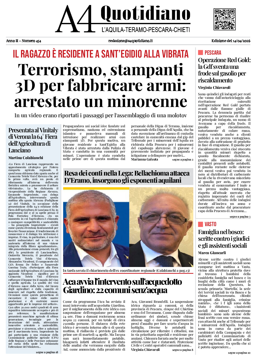 ANNO II - NUMERO 454 - Edizione del 14/04/2026