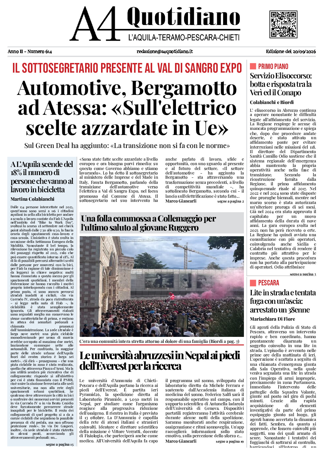 ANNO II - NUMERO 614 - Edizione del 20/09/2026
