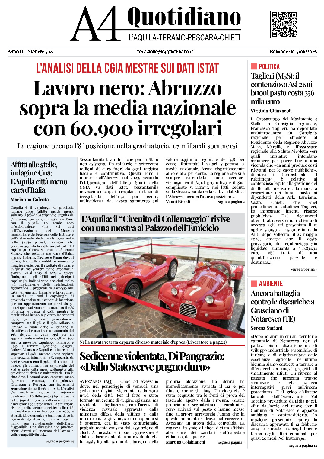 ANNO II - NUMERO 508 - Edizione del 7/06/2026
