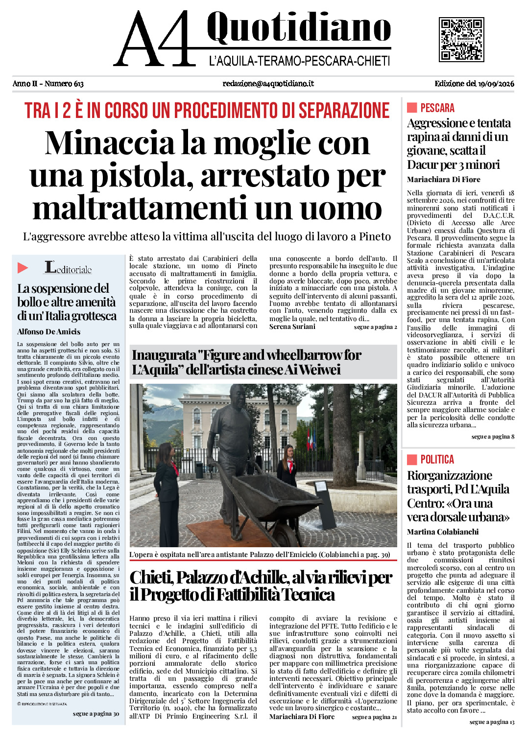 ANNO II - NUMERO 613 - Edizione del 19/09/2026