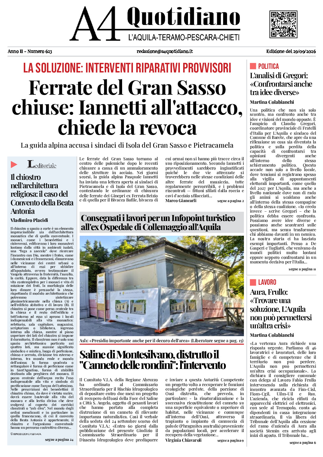ANNO II - NUMERO 623 - Edizione del 29/09/2026