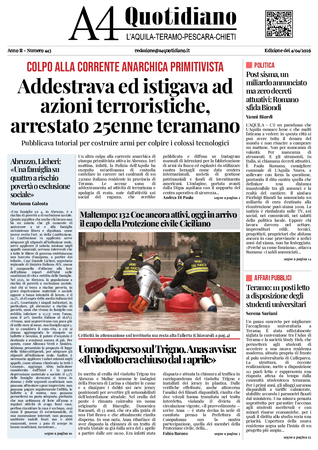 ANNO II - NUMERO 443 - Edizione del 4/04/2026