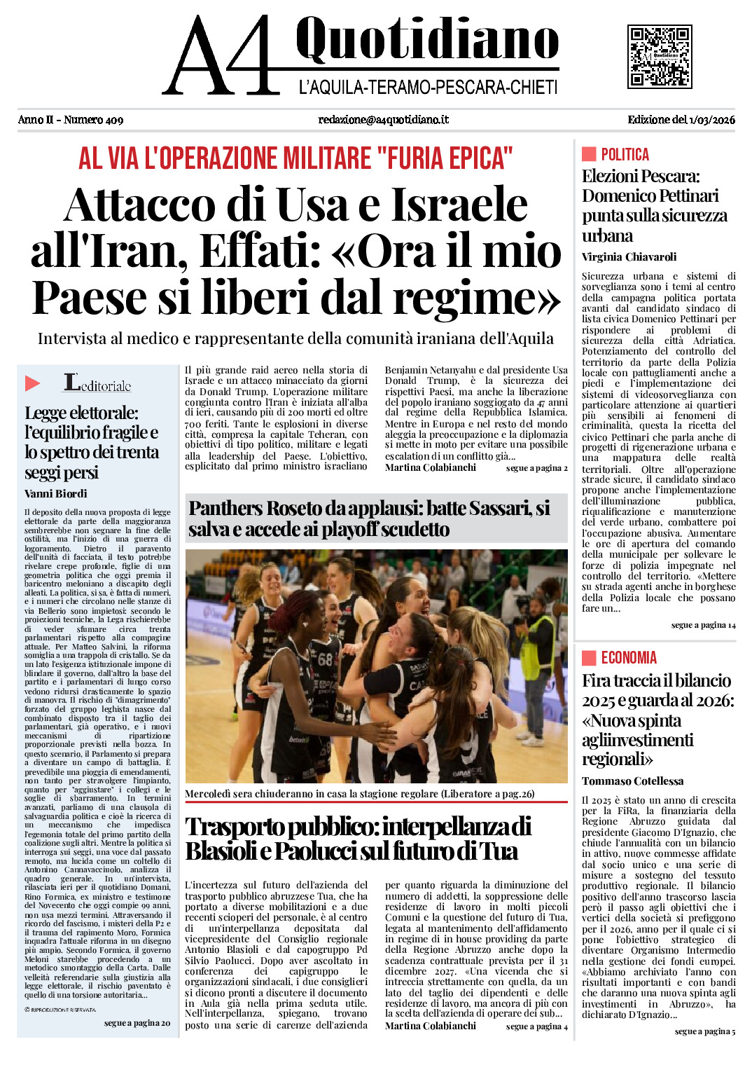 ANNO II - NUMERO 409 - Edizione del 1/03/2026