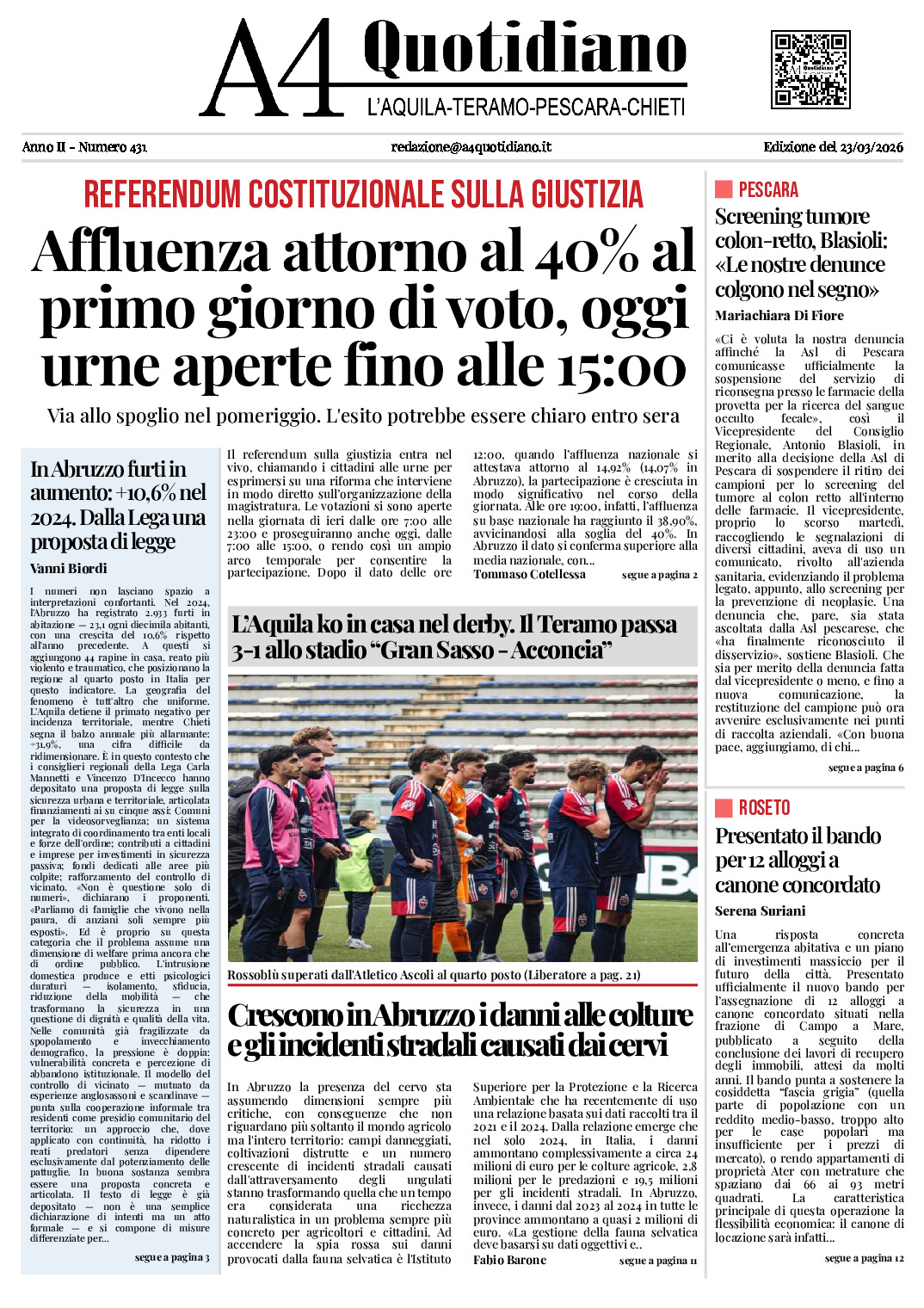 ANNO II - NUMERO 431 - Edizione del 23/03/2026