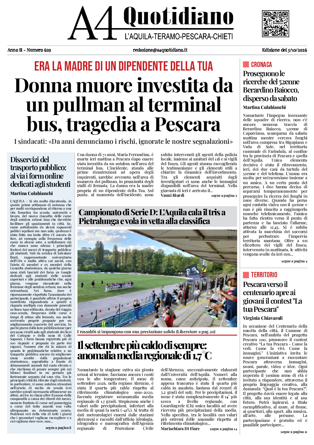 ANNO II - NUMERO 629 - Edizione del 5/10/2026