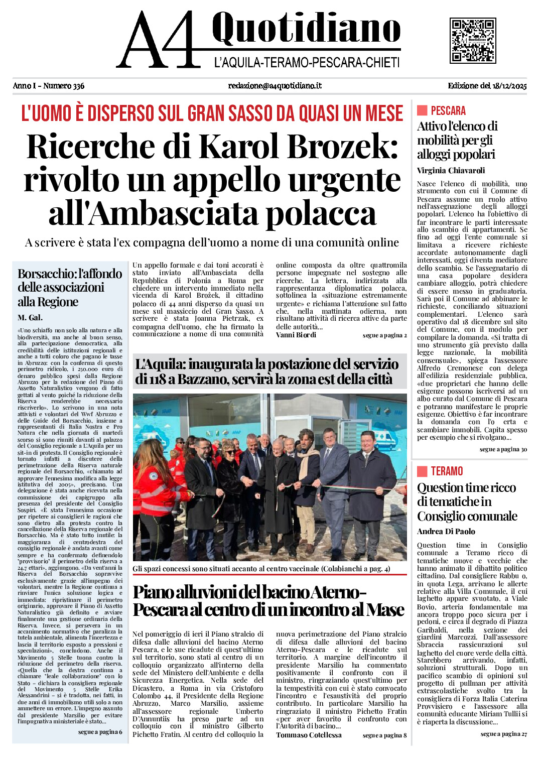 ANNO I - NUMERO 336 - Edizione del 18/12/2025