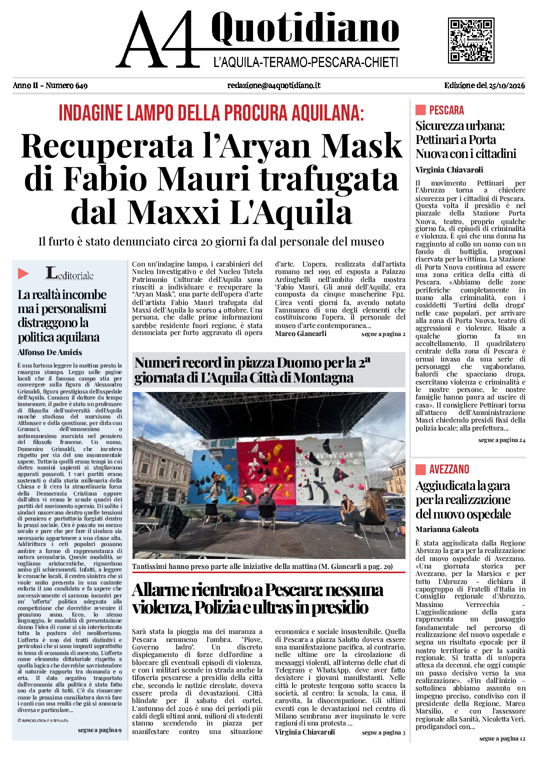 ANNO II - NUMERO 649 - Edizione del 25/10/2026