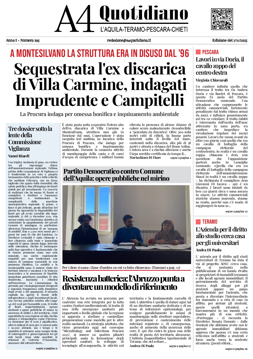 ANNO I - NUMERO 295 - Edizione del 7/11/2025