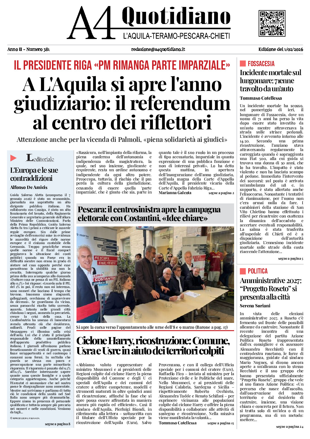 ANNO II - NUMERO 381 - Edizione del 1/02/2026