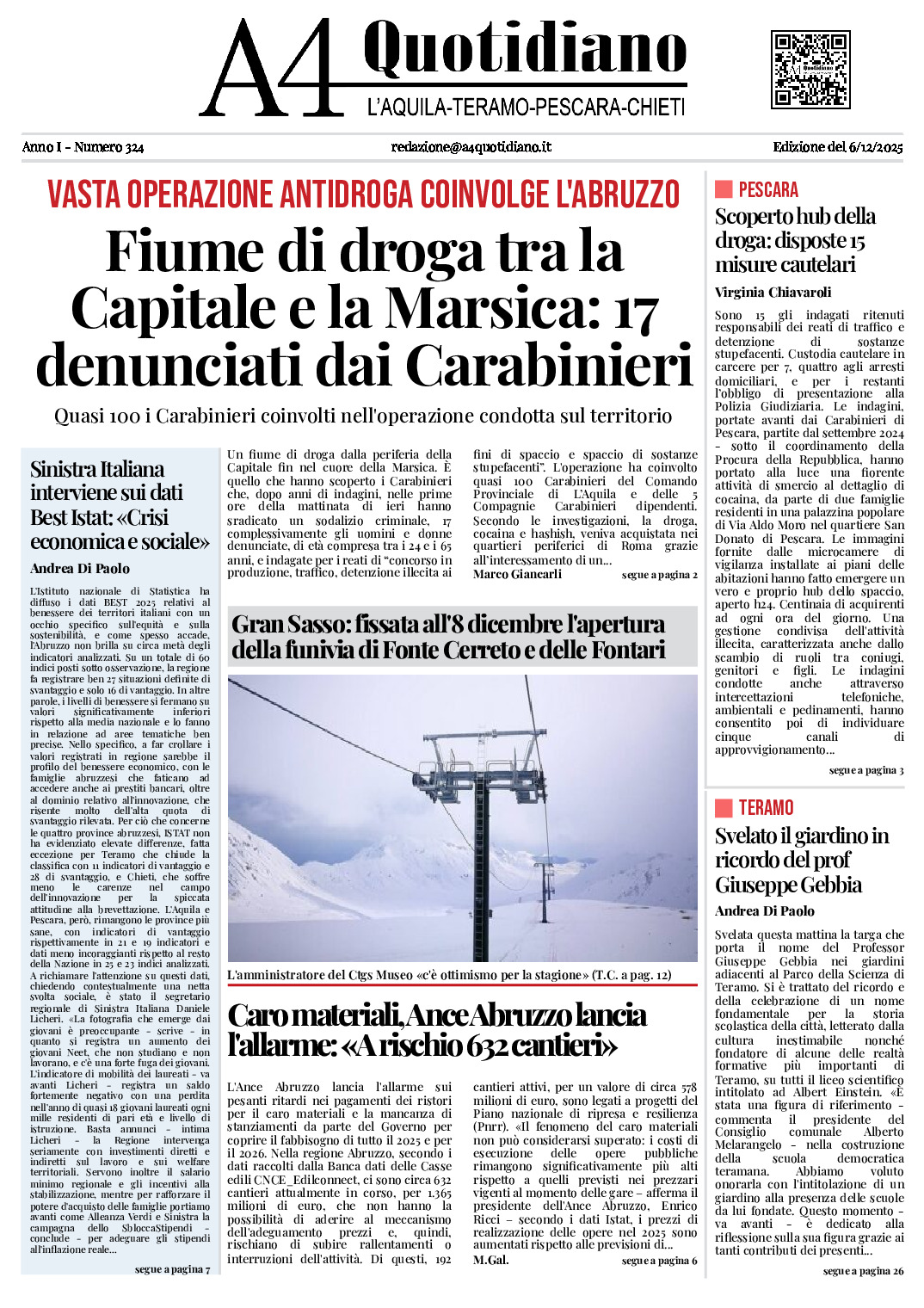 ANNO I - NUMERO 324 - Edizione del 6/12/2025