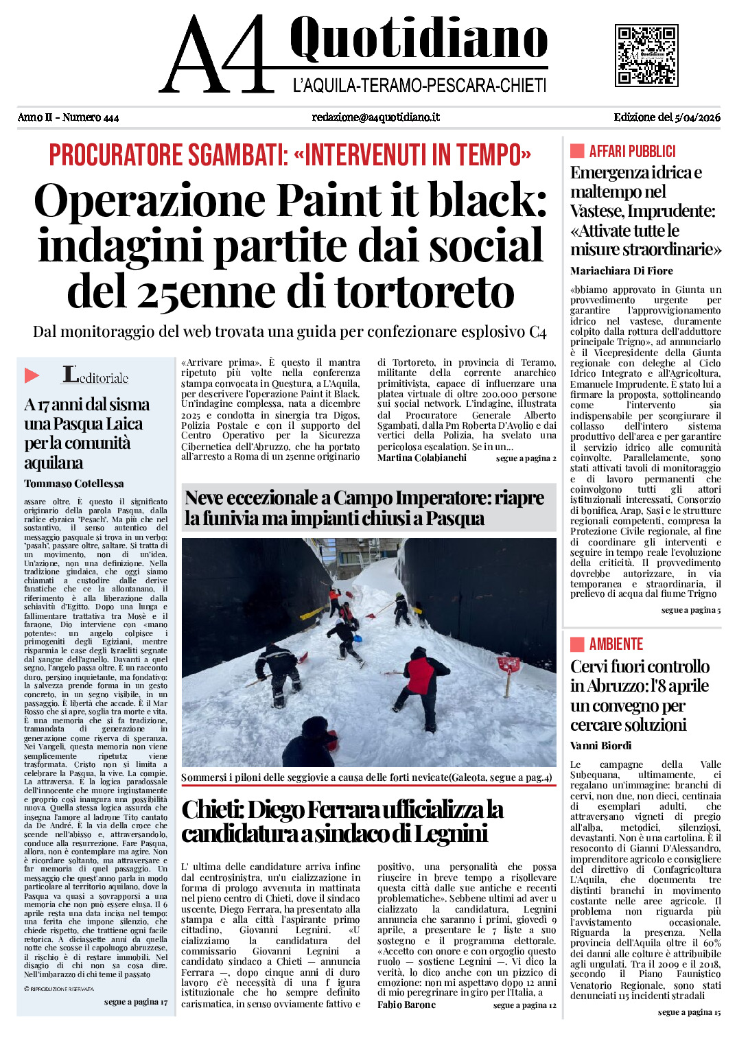 ANNO II - NUMERO 444 - Edizione del 5/04/2026