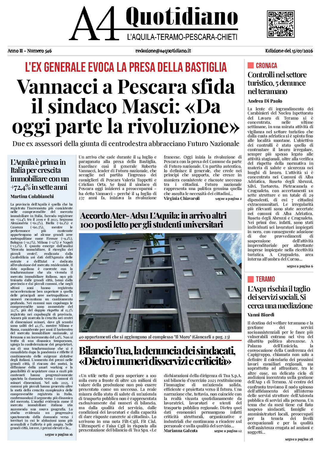 ANNO II - NUMERO 546 - Edizione del 15/07/2026