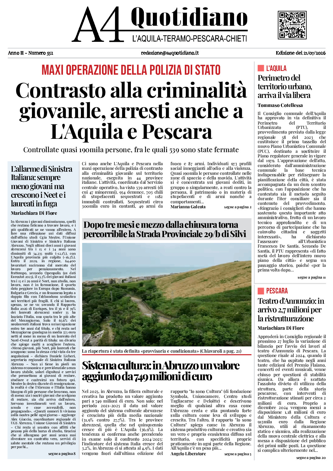 ANNO II - NUMERO 552 - Edizione del 21/07/2026