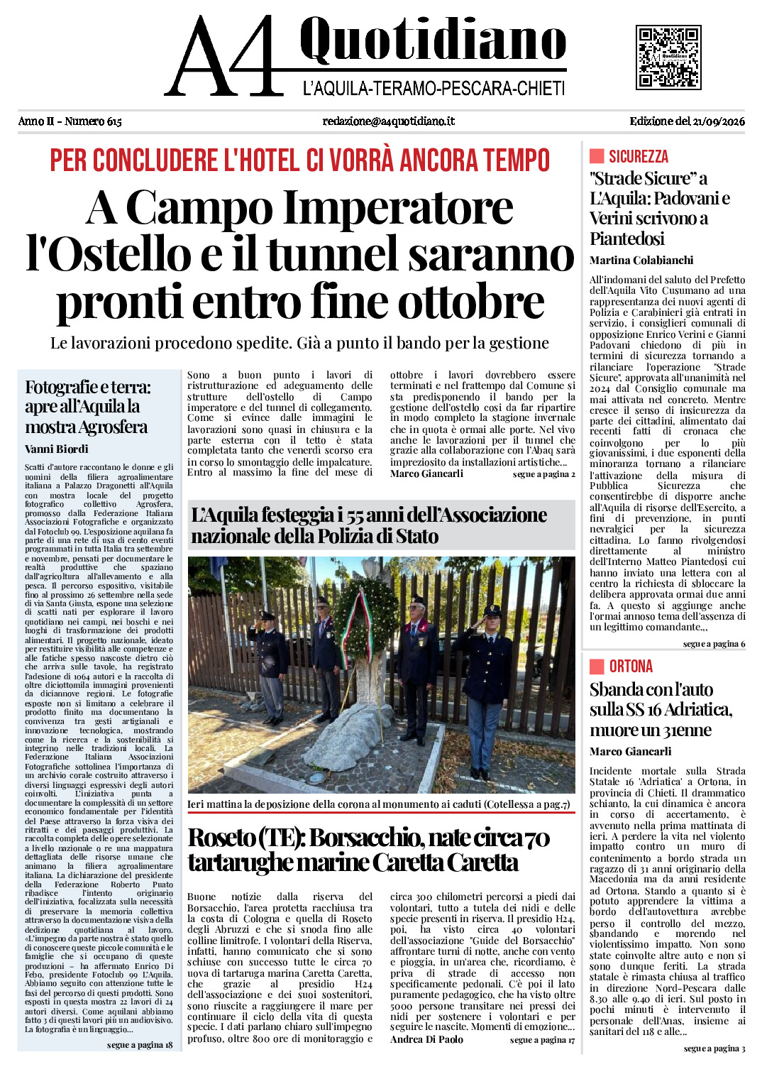 ANNO II - NUMERO 615 - Edizione del 21/09/2026